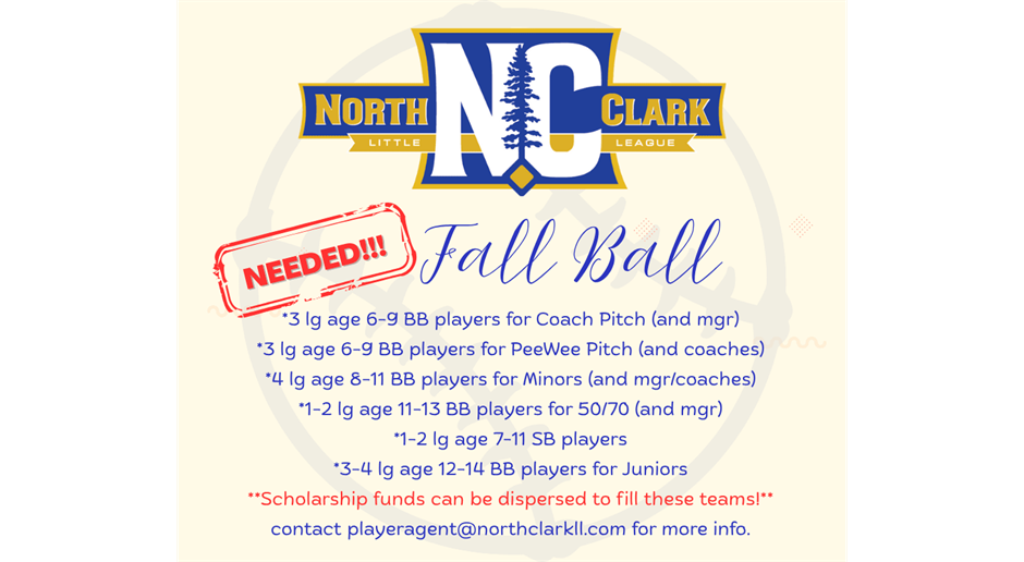 Fall Ball Registration is OPEN until 8/8/25!